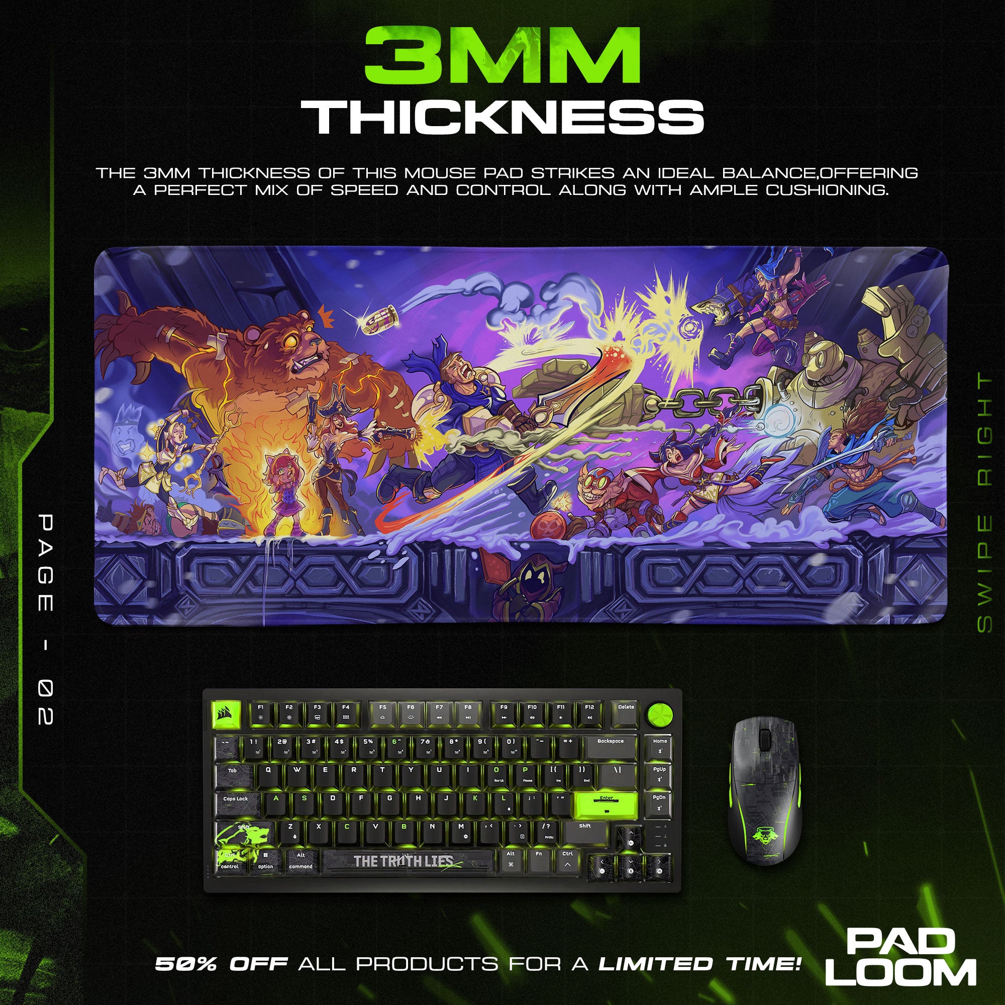 League of Legends Chibi Battle Mouse Pad, Gamer Desk Mat