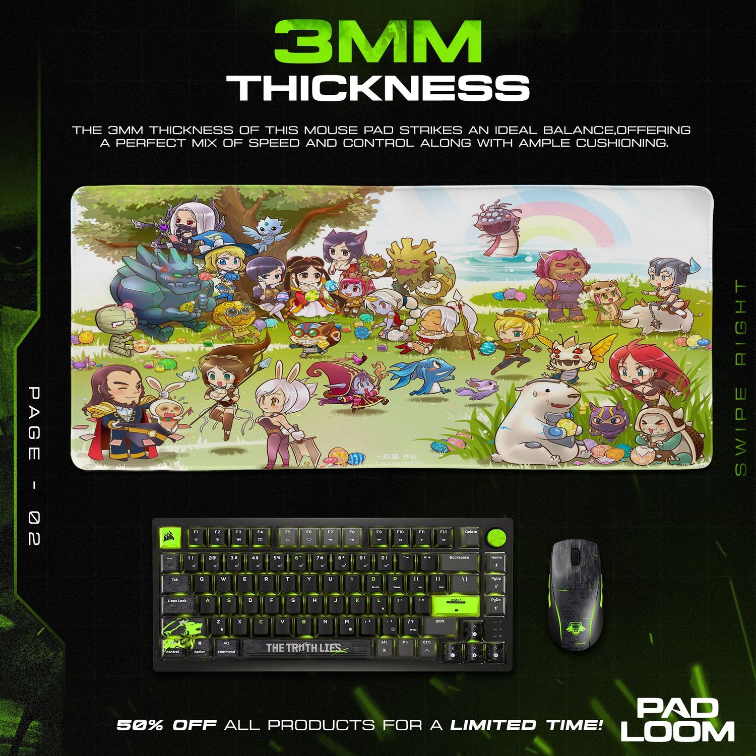 League of Legends Festival Chibis Mouse Pad, Gamer Desk Mat Padloom