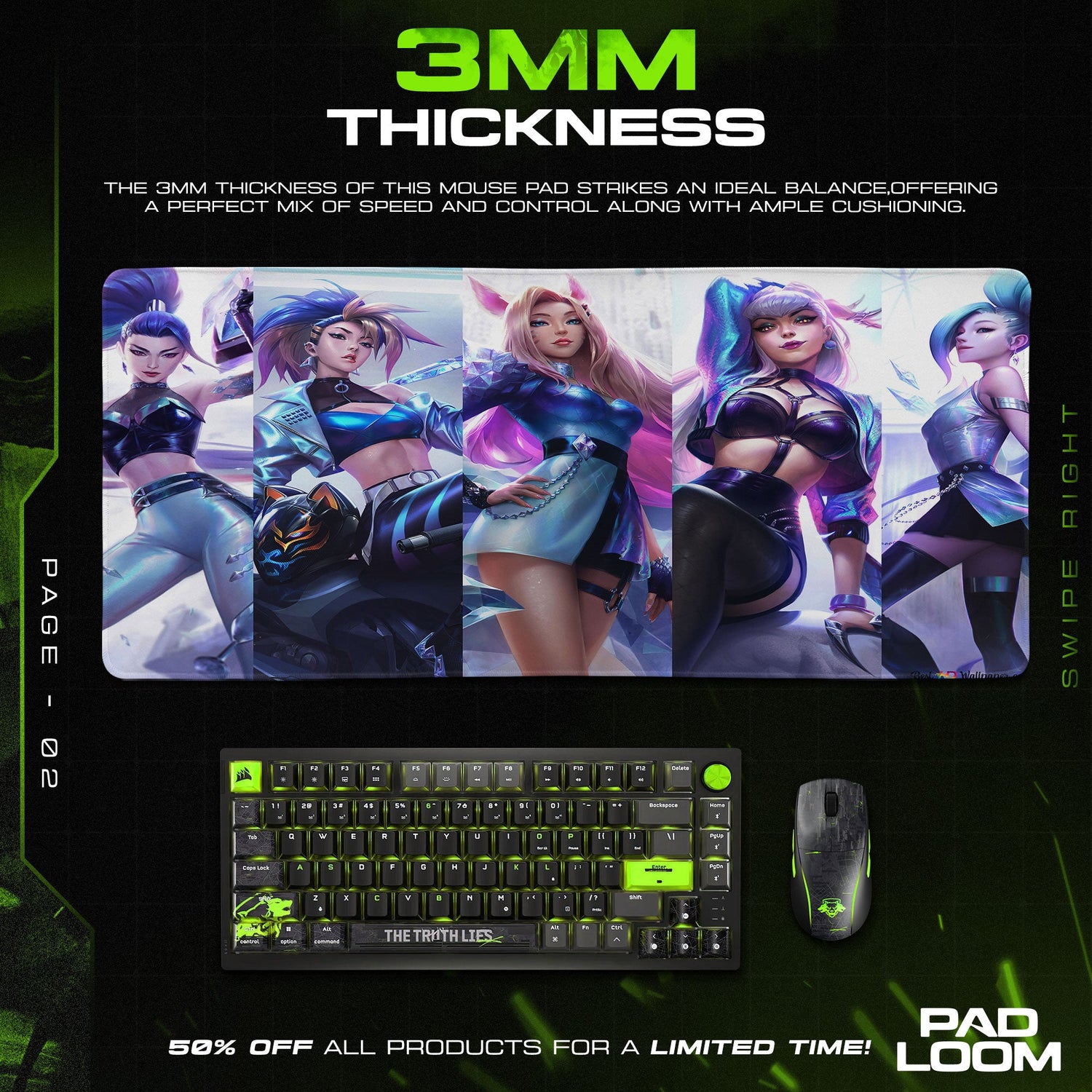 League of Legends KDA Group Mouse Pad, Gamer Desk Mat Padloom