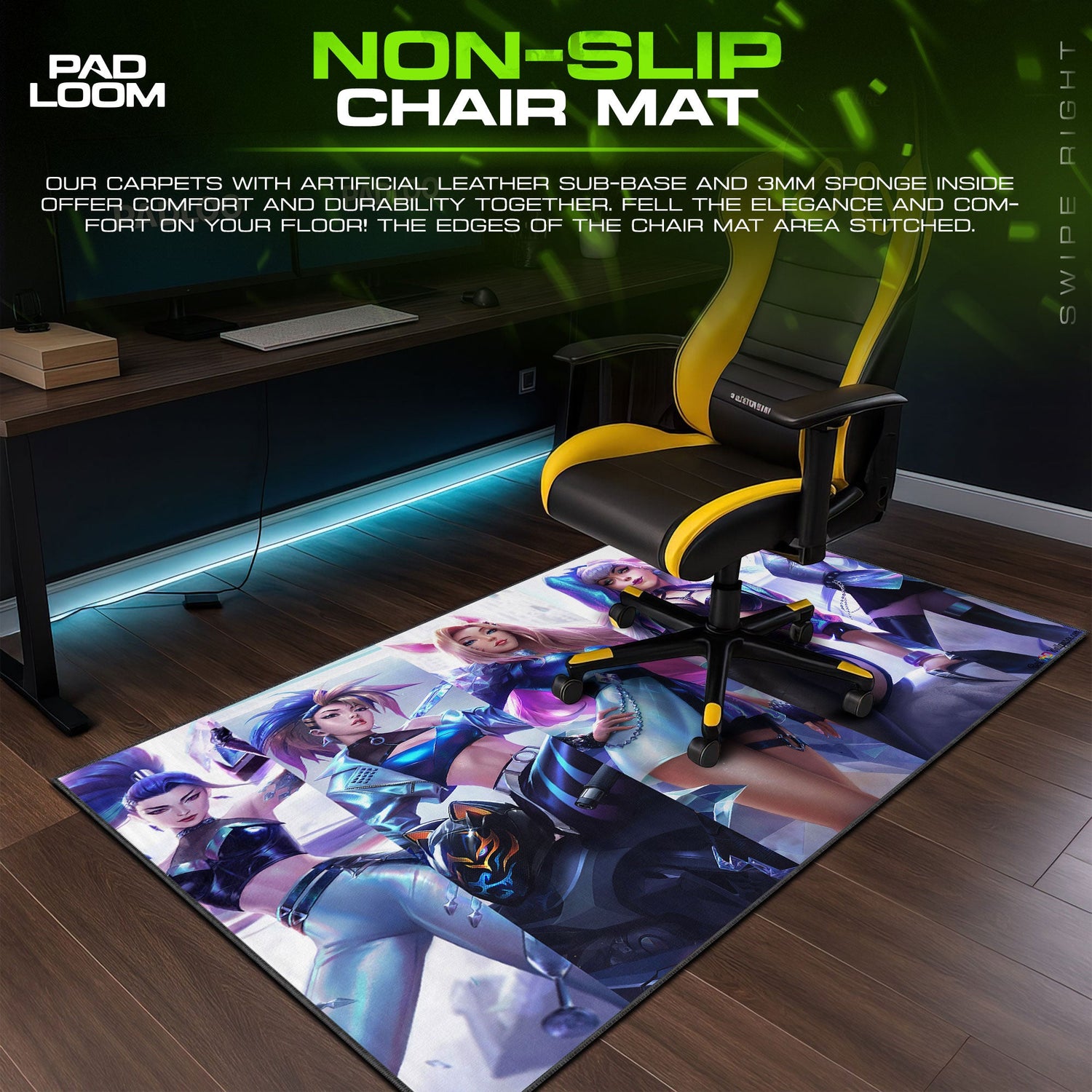 League of Legends KDA Group Mouse Pad, Gamer Desk Mat Padloom