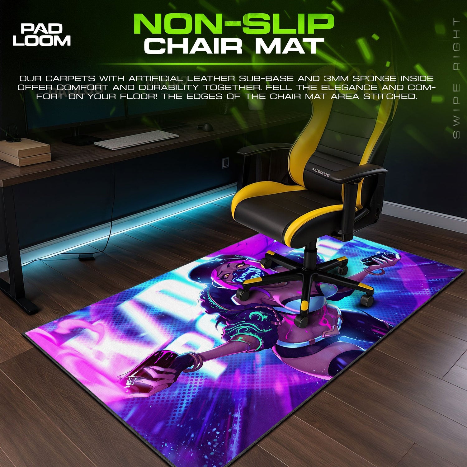 League of Legends KDA Neon Style Mouse Pad, Gamer Desk Mat Padloom