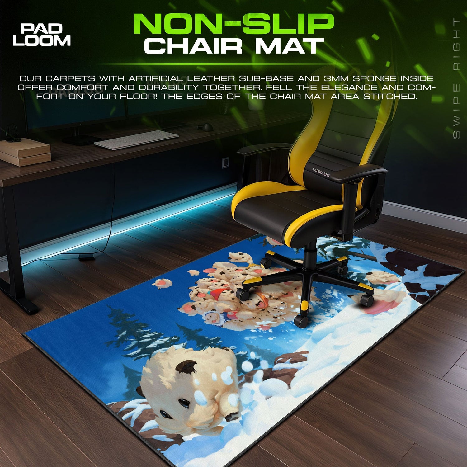League of Legends Poro Snowball Mouse Pad, MOBA Gamer Desk Mat Padloom