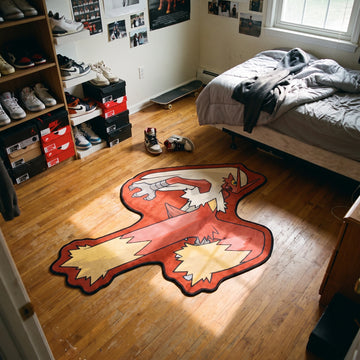 Leaping Blaziken Rug - Shaped Anime Area Rug