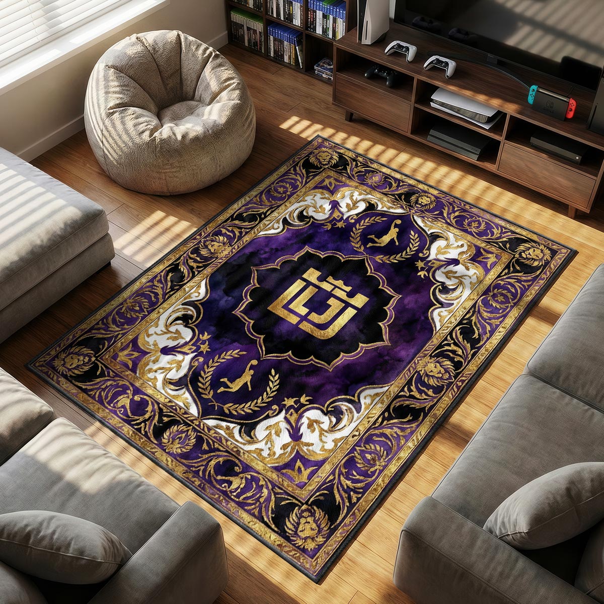 LeBron James themed area rug for home decor fans