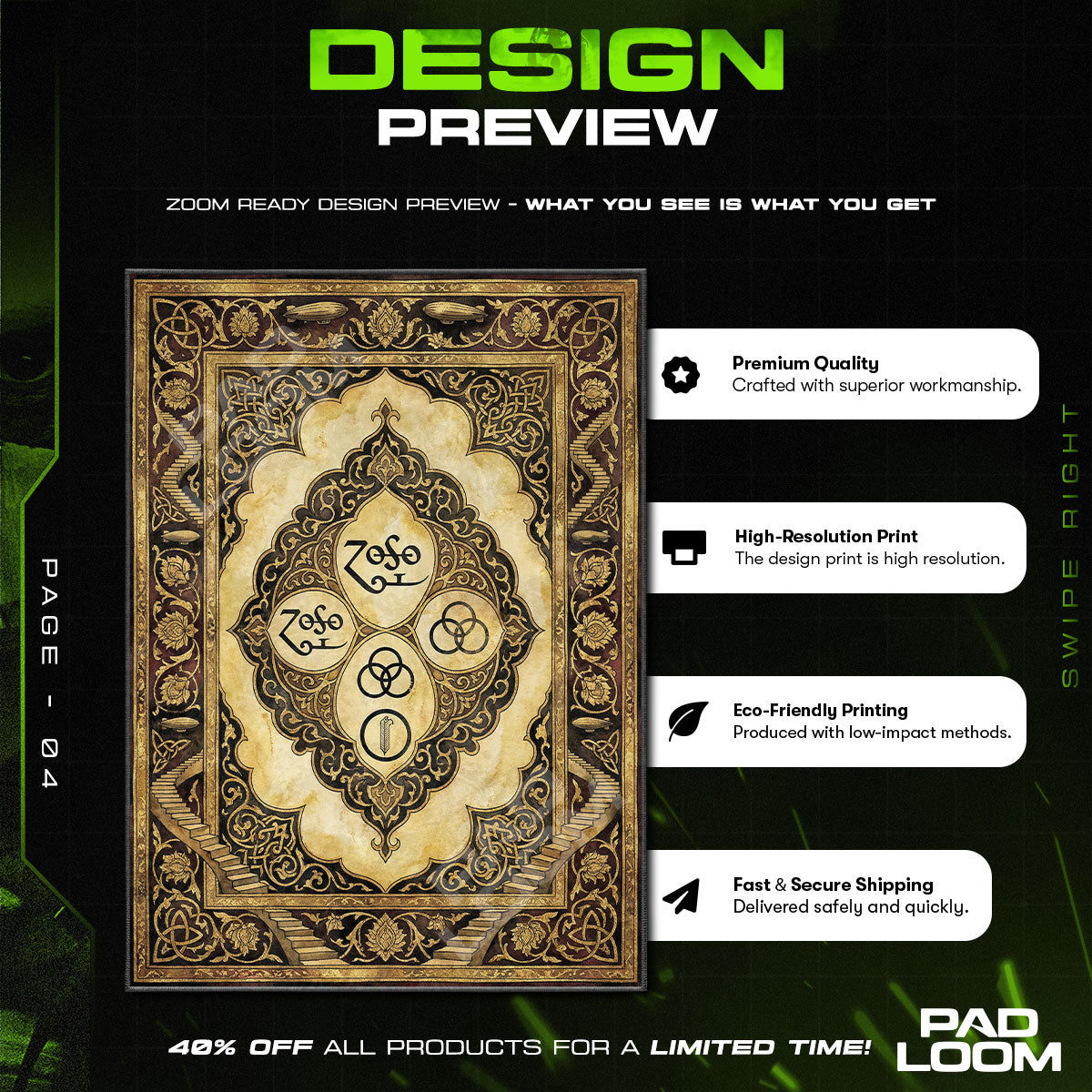 Led Zeppelin Zoso Symbols Rock Area rug — main product view