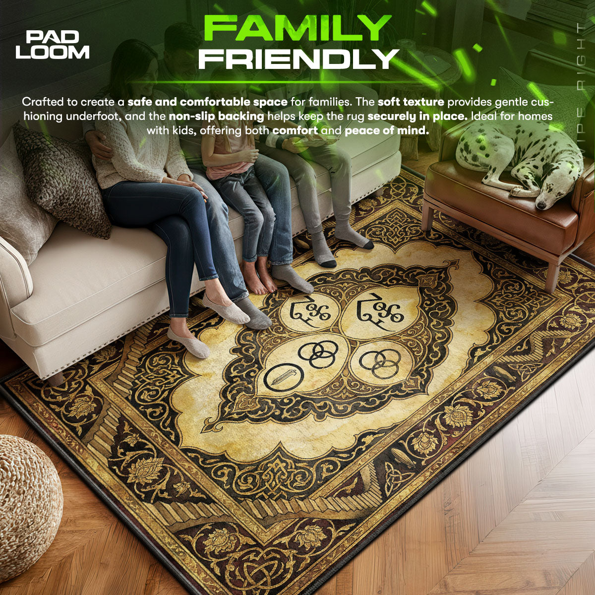 Area character design printed on rug