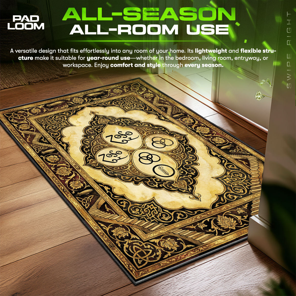 Detailed close-up of Led rug pattern