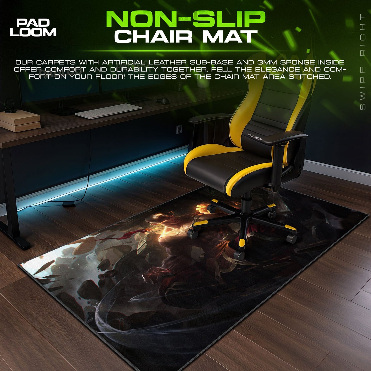 Lee Sin Burning Fist Mouse Pad, League of Legends Gaming Desk Mat Padloom