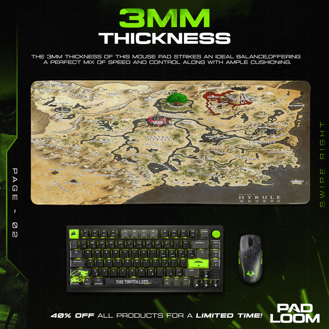 Legend of Zelda Hyrule Map Mouse Pad – Gaming Desk Mat