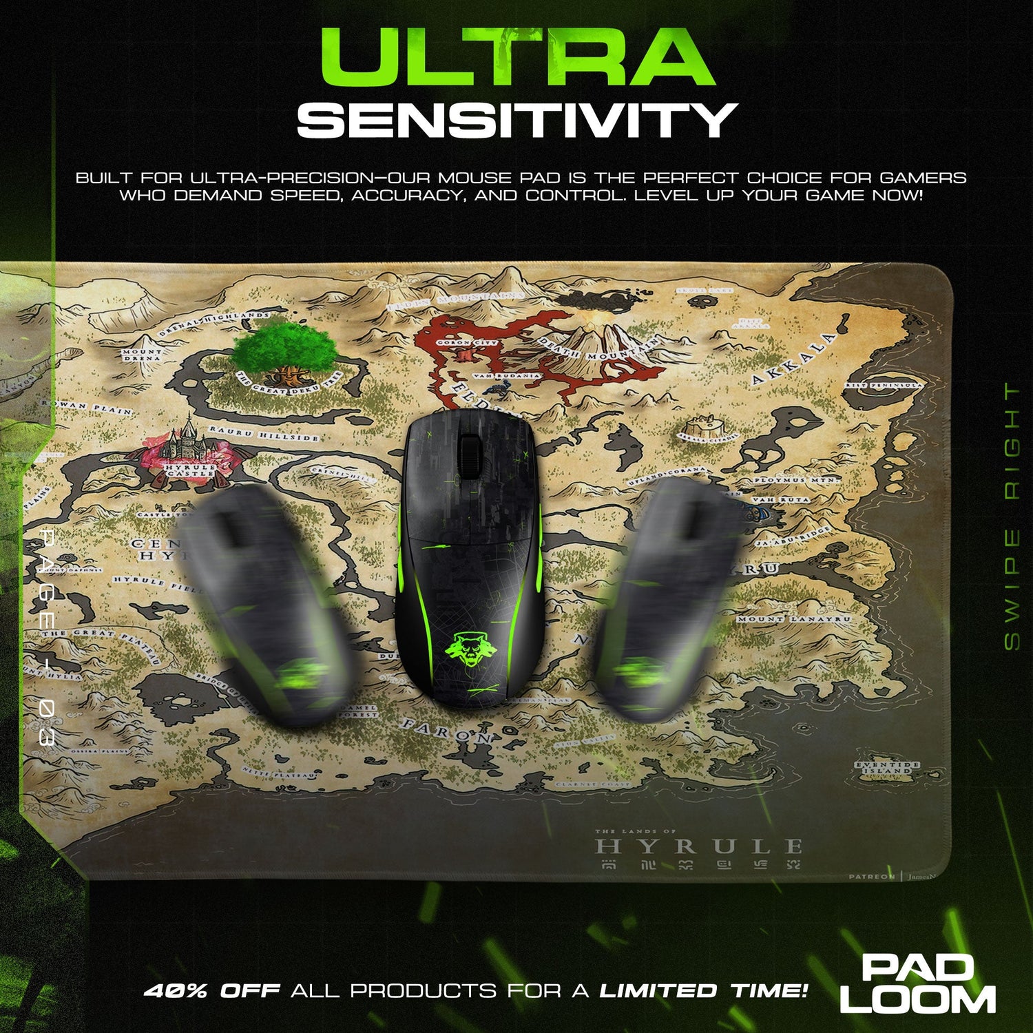 Legend of Zelda Hyrule Map Mouse Pad – Gaming Desk Mat Padloom