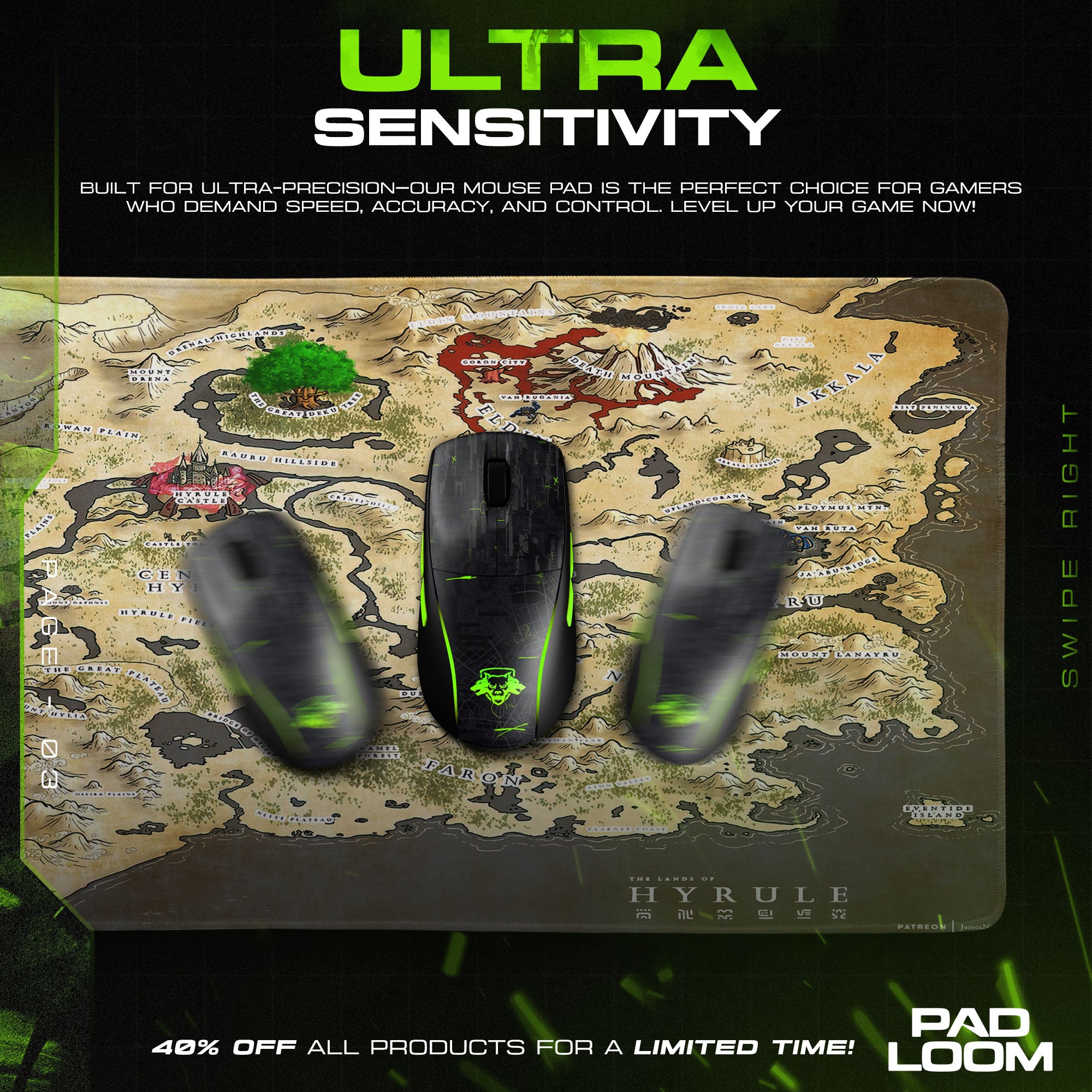 Legend of Zelda Hyrule Map Mouse Pad – Gaming Desk Mat