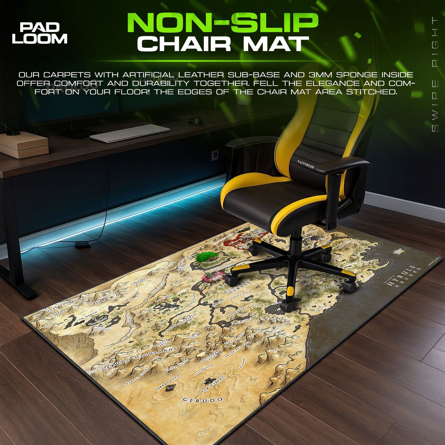 Legend of Zelda Hyrule Map Mouse Pad – Gaming Desk Mat Padloom