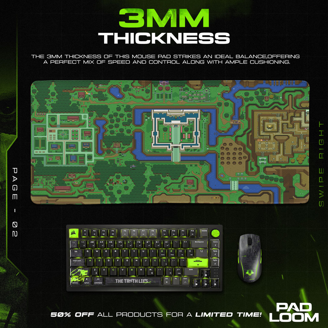 Legend of Zelda Hyrule Map Mouse Pad, Retro Gaming Desk Mat