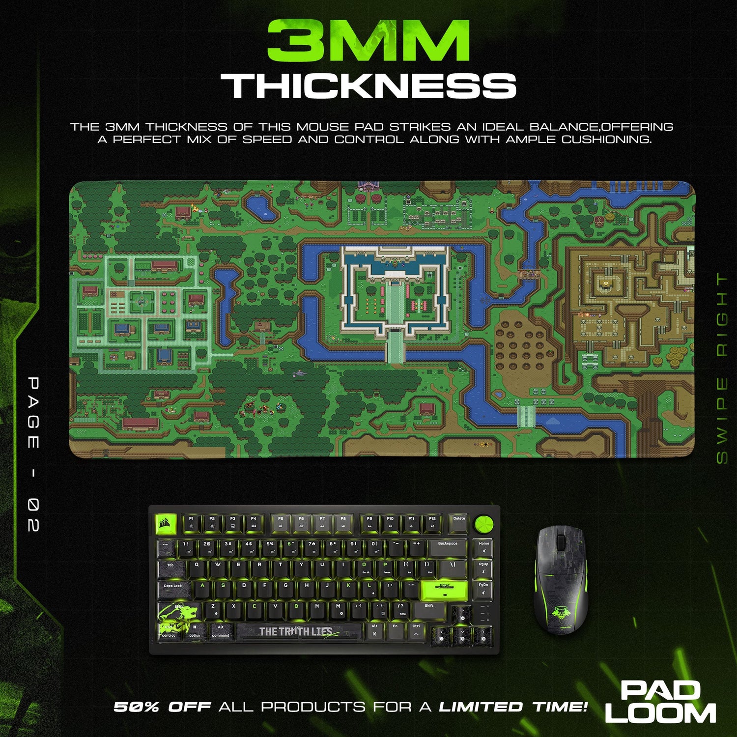 Legend of Zelda Hyrule Map Mouse Pad, Retro Gaming Desk Mat Padloom