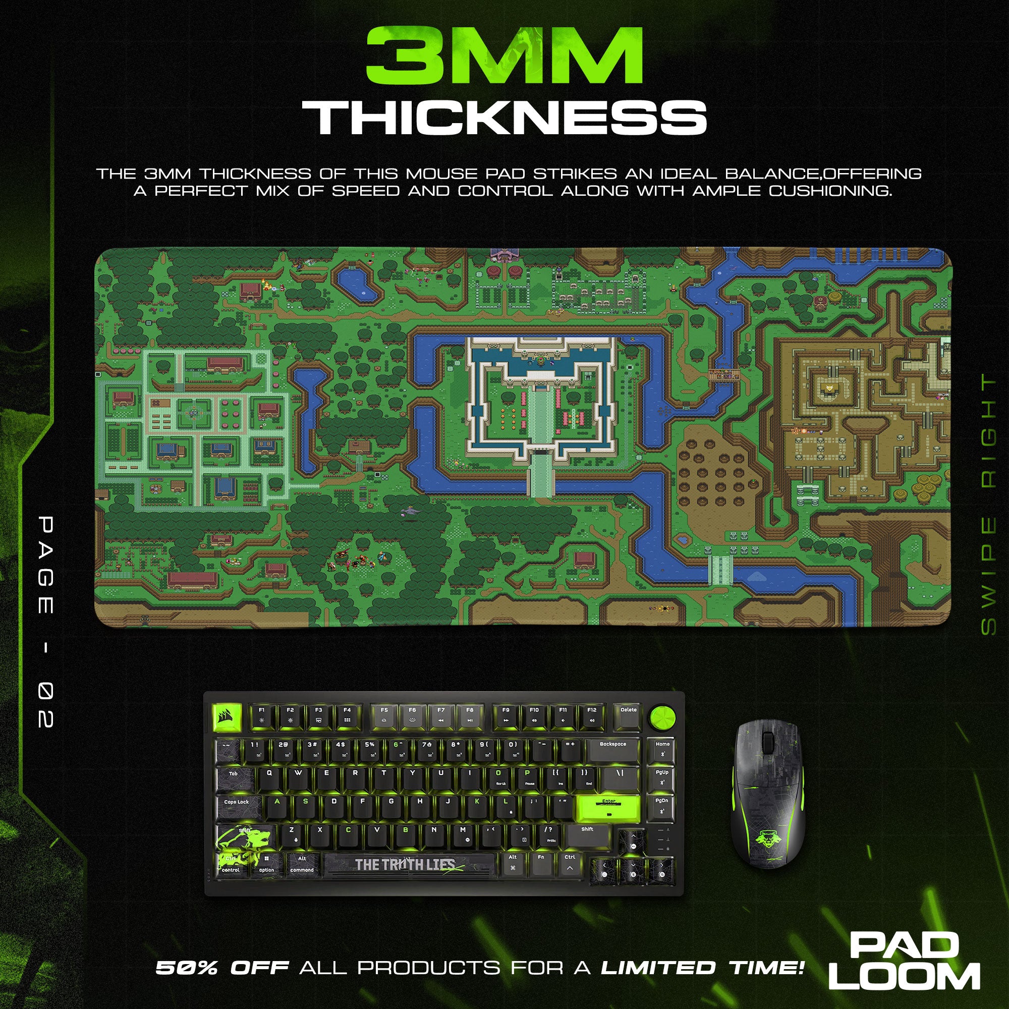 Legend of Zelda Hyrule Map Mouse Pad, Retro Gaming Desk Mat