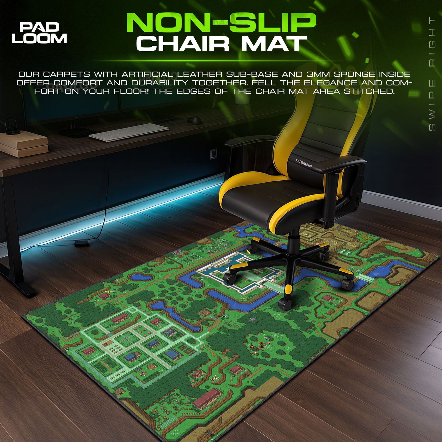 Legend of Zelda Hyrule Map Mouse Pad, Retro Gaming Desk Mat Padloom
