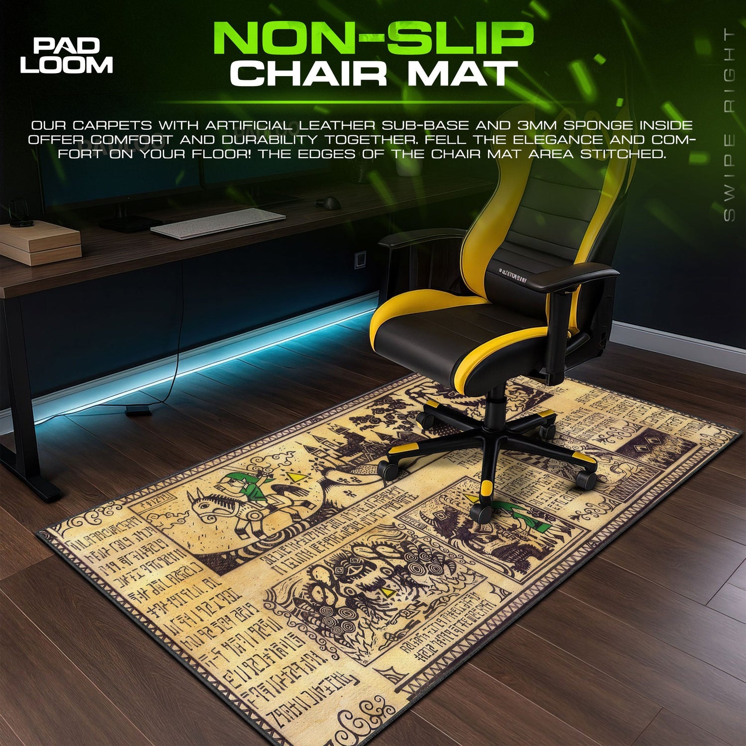 Legend of Zelda Mouse Pad, Hylian Scroll Desk Mat Padloom