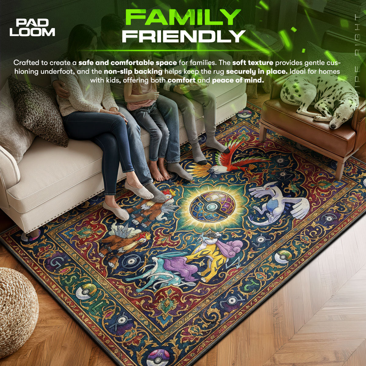 Legendary area rug showing full home decor artwork