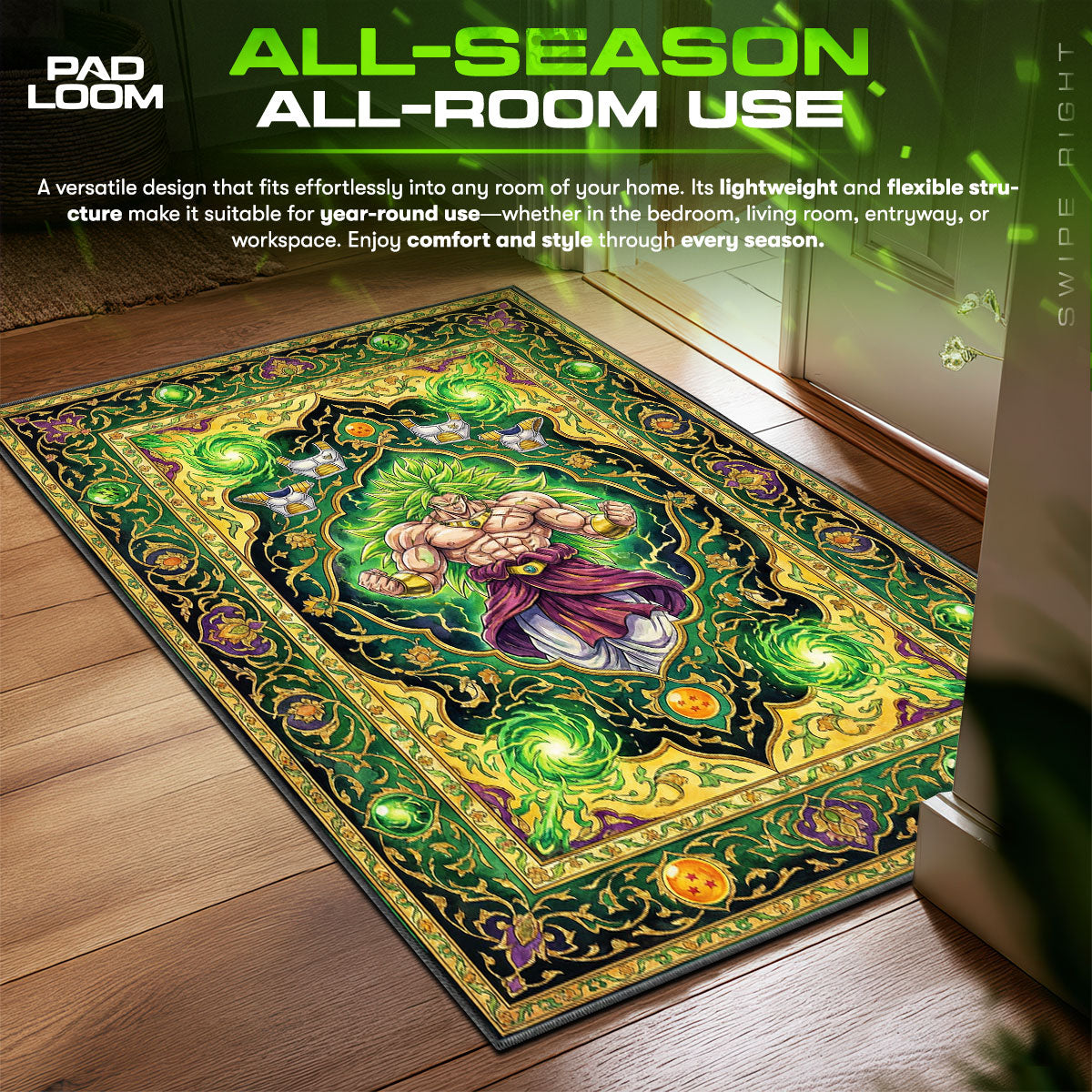 Legendary Broly Dragon Ball Super Chair fan rug — premium quality print