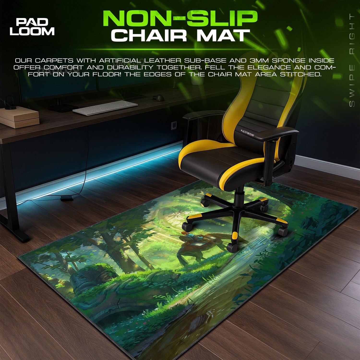Legendary Forest Rider Mouse Pad, Fantasy Adventure Desk Mat Padloom