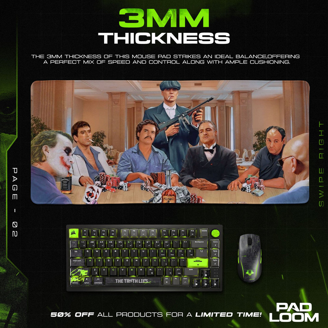 Legends at the Table - Iconic Villains Gaming Mouse Pad Padloom