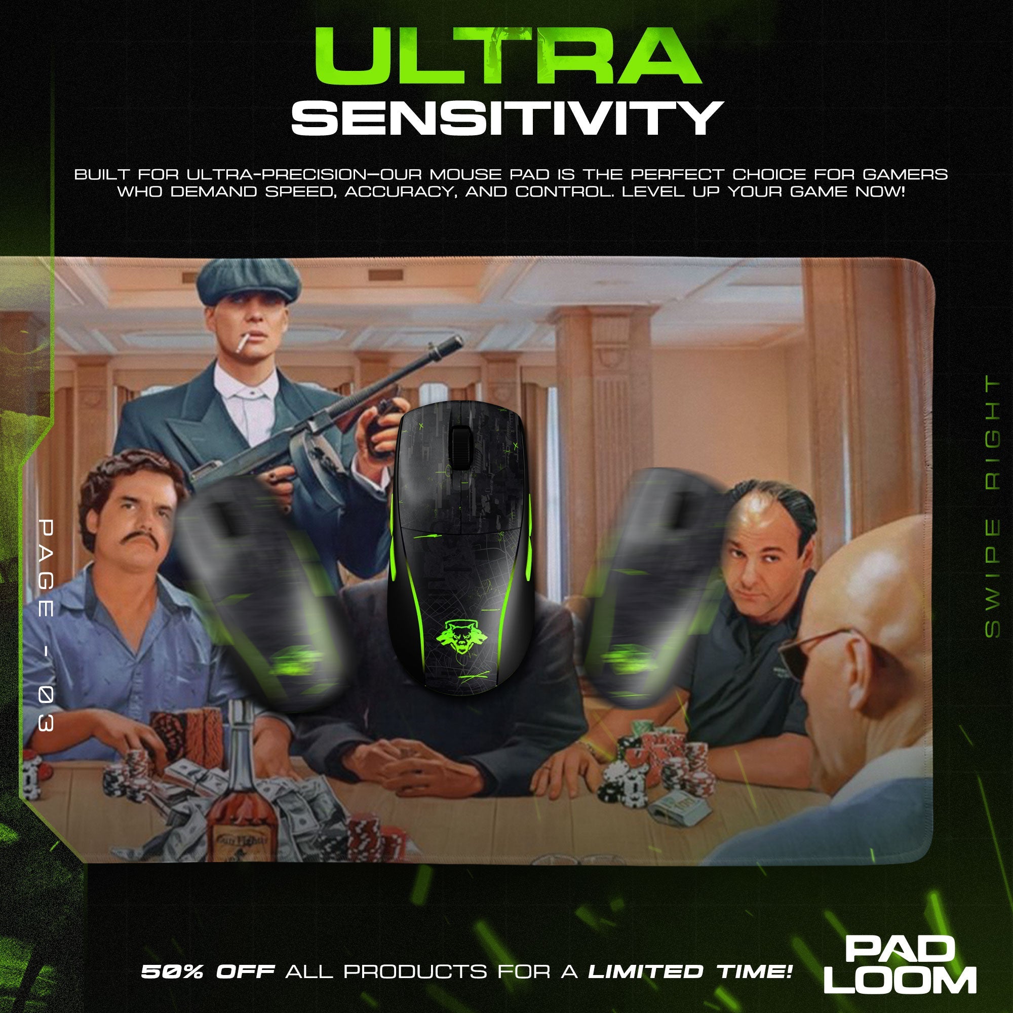 Legends at the Table - Iconic Villains Gaming Mouse Pad Padloom