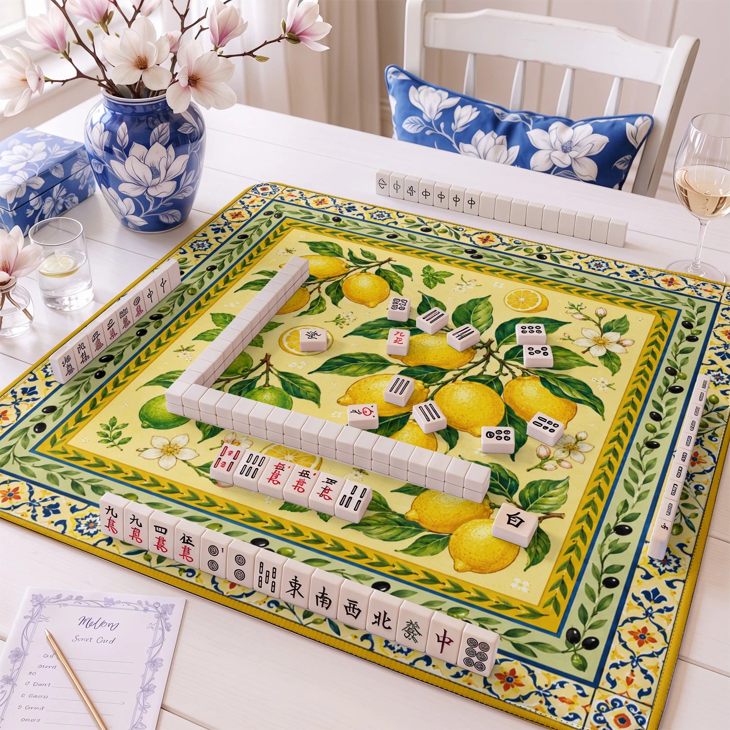Lemon Grove mahjong mat – M (60x60 cm) and L (81x81 cm) sizes