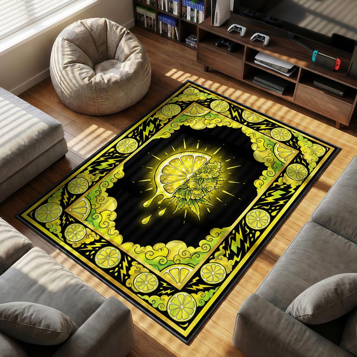 Lemon Haze themed area rug for home decor fans