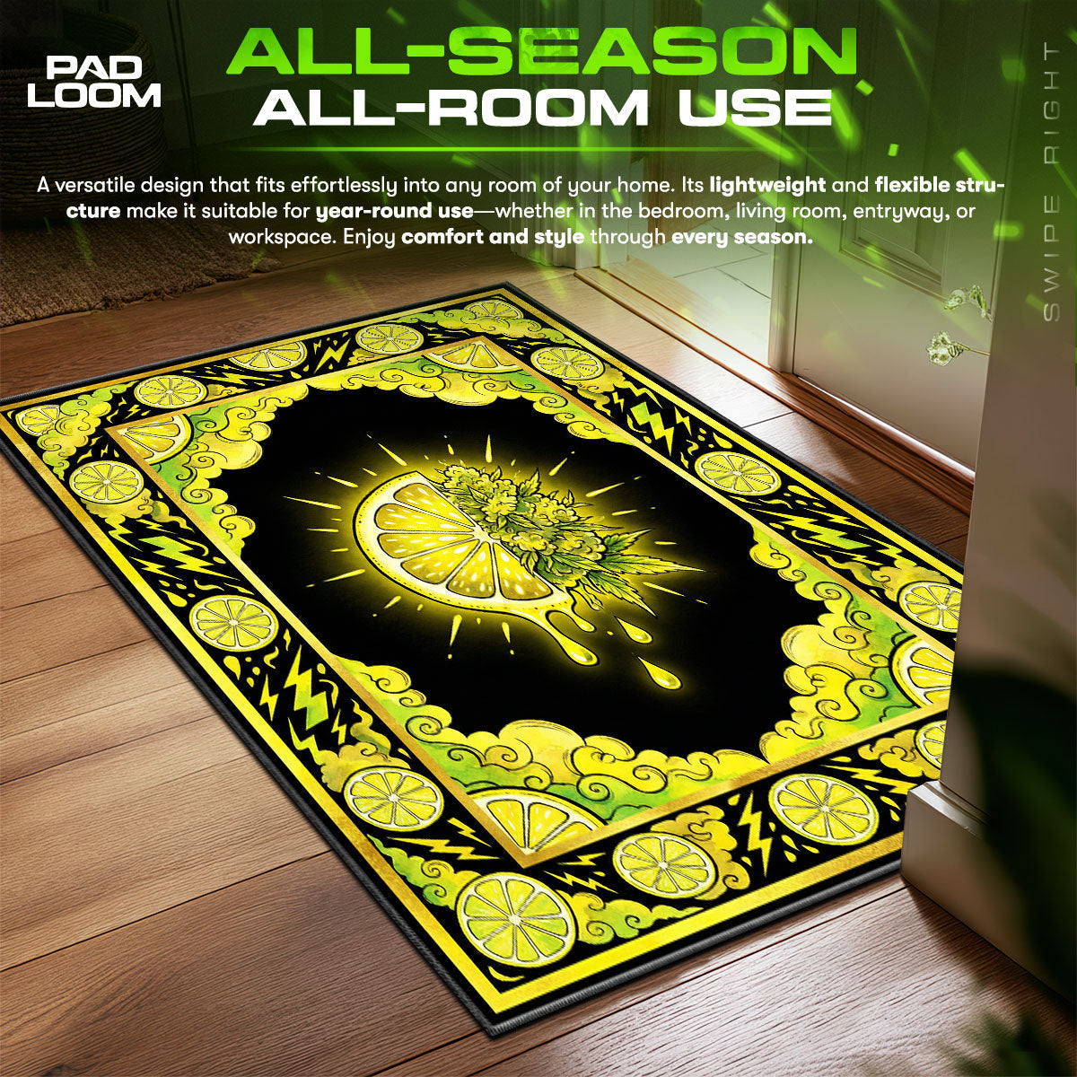 Lemon Haze Dripping Streetwear fan rug — premium quality print