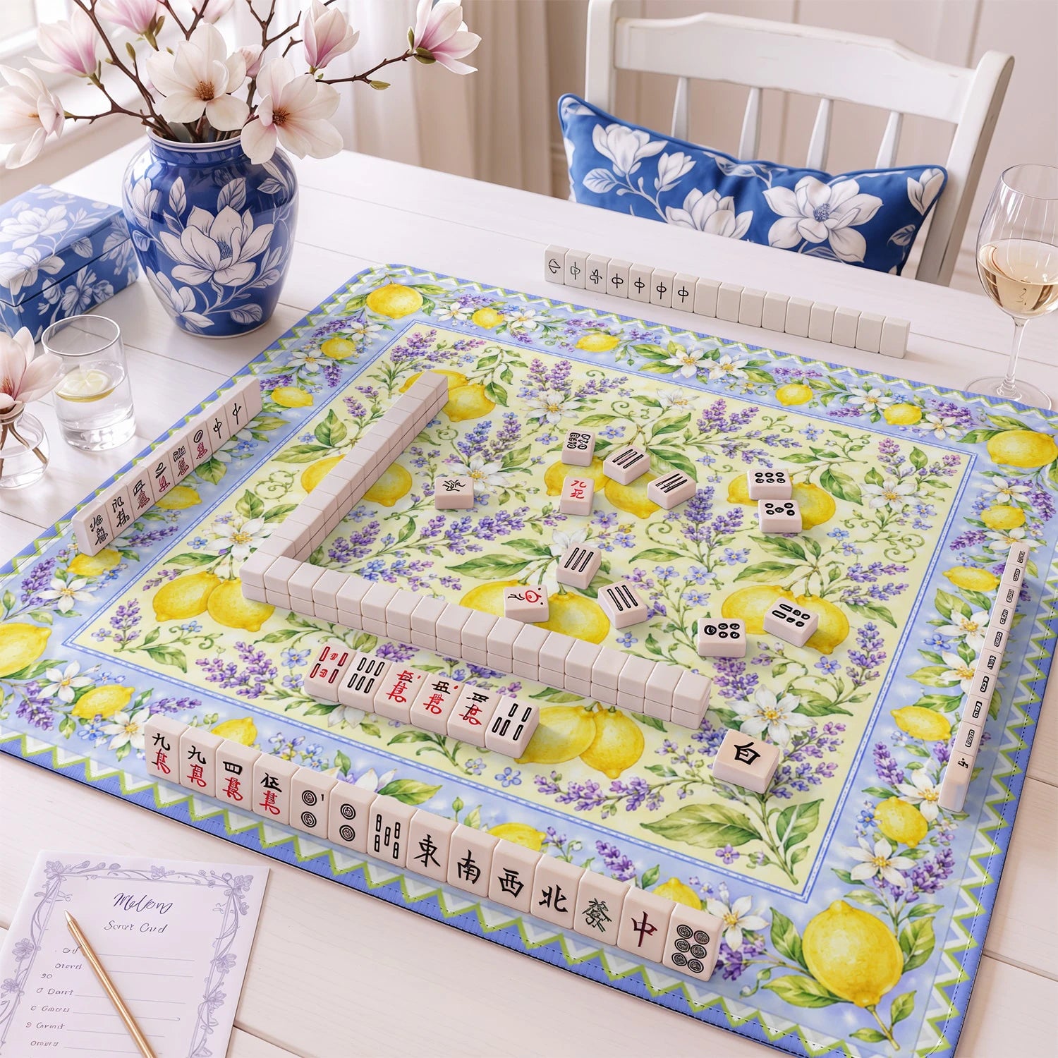 Lemon Lavender mahjong mat – M (60x60 cm) and L (81x81 cm) sizes