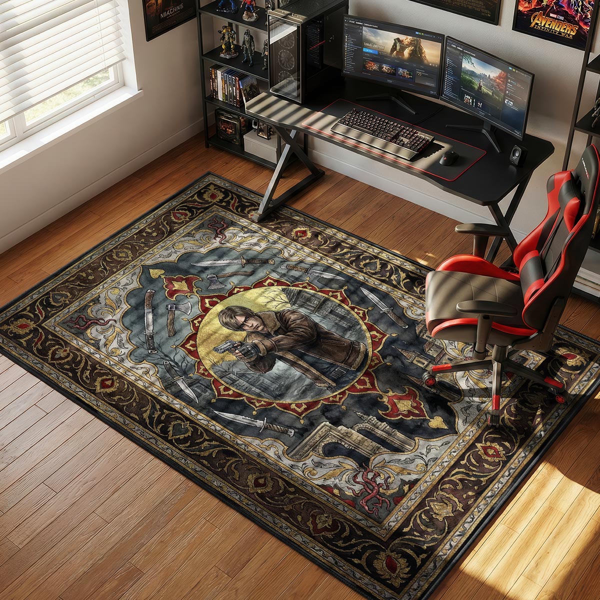 Leon Kennedy Survivor Portrait Rug - Resident Evil 4 Chair Mat