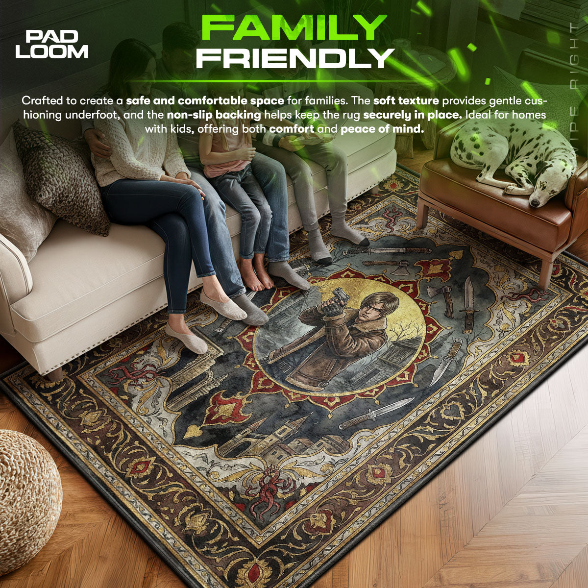 Leon Kennedy Survivor Portrait Rug - Resident Evil 4 Chair Mat