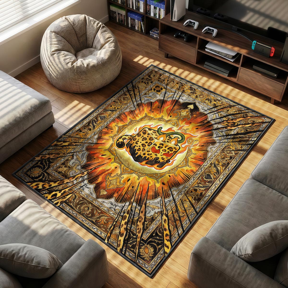 Leopard Fruit Beast Fury Rug - Blox Fruits Chair Mat