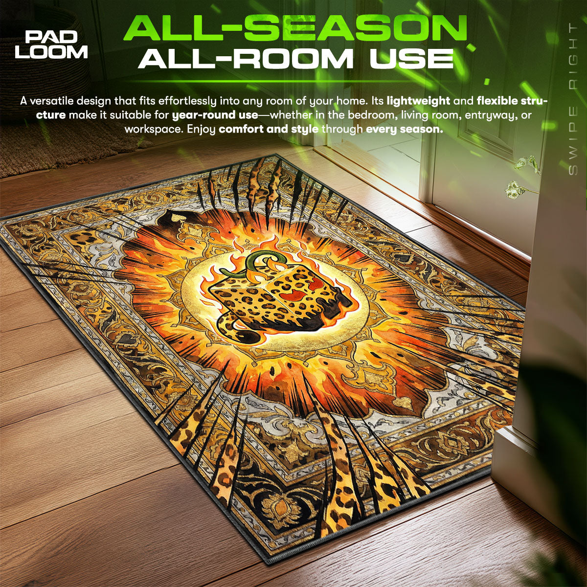 Leopard Fruit Beast Fury Rug - Blox Fruits Chair Mat