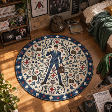 Leorio Briefcase Hunter x Hunter round rug on a bedroom floor - Hunter x Hunter chair mat