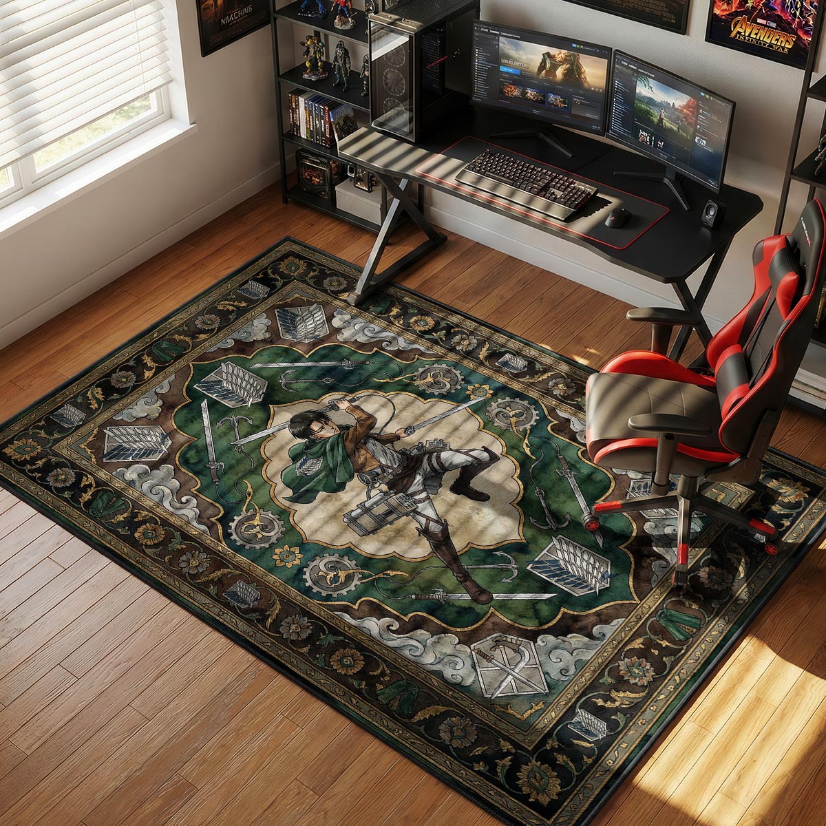 Levi Ackerman Action Rug - Attack on Titan Chair Mat
