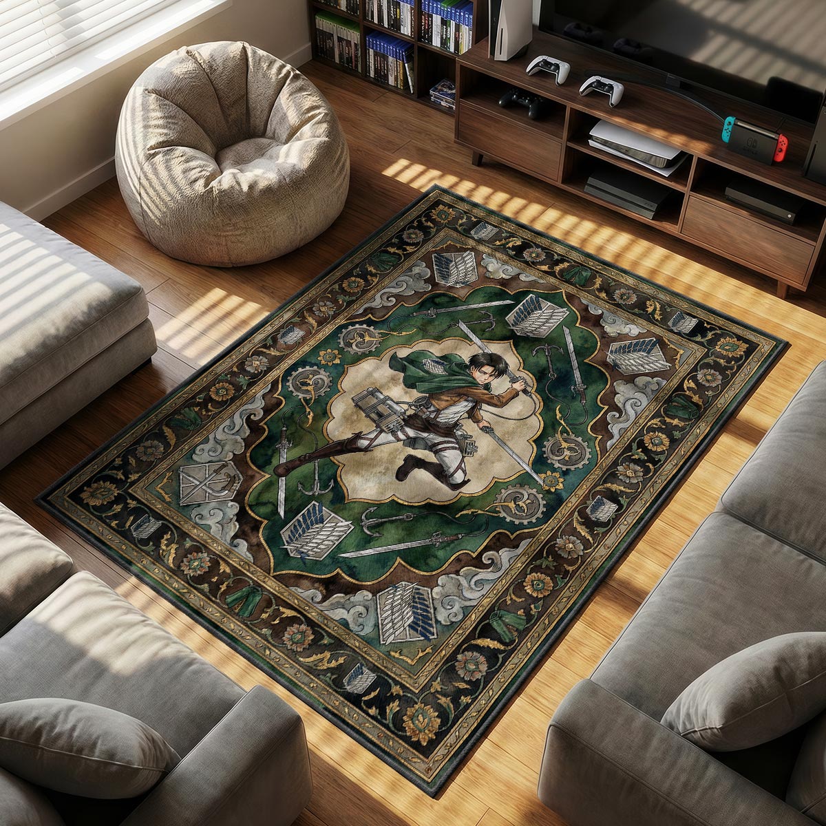 Levi Ackerman Action Rug - Attack on Titan Chair Mat