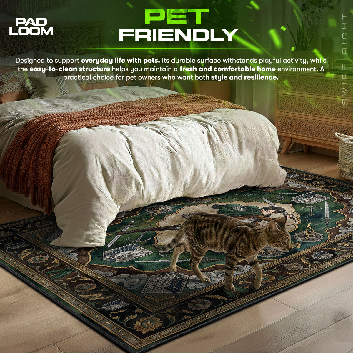 Levi Ackerman Action Rug - Attack on Titan Chair Mat