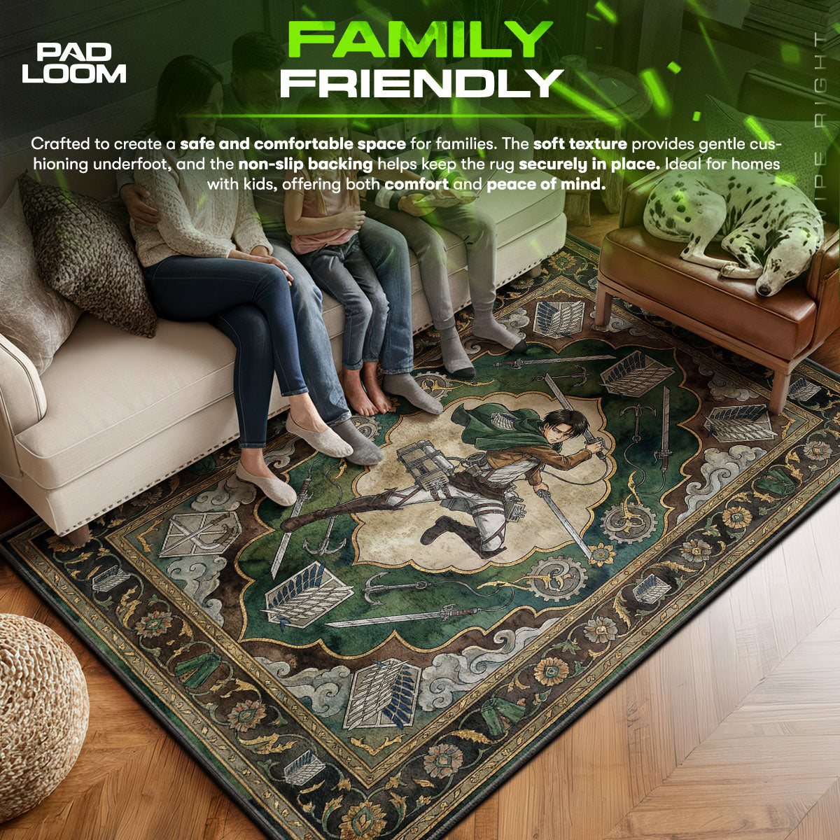 Levi Ackerman Action Rug - Attack on Titan Chair Mat