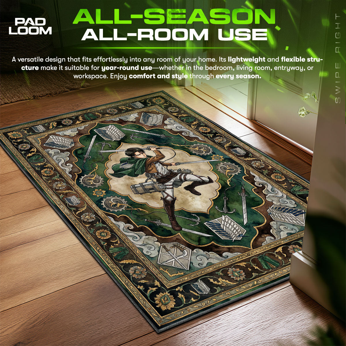 Levi Ackerman Action Rug - Attack on Titan Chair Mat