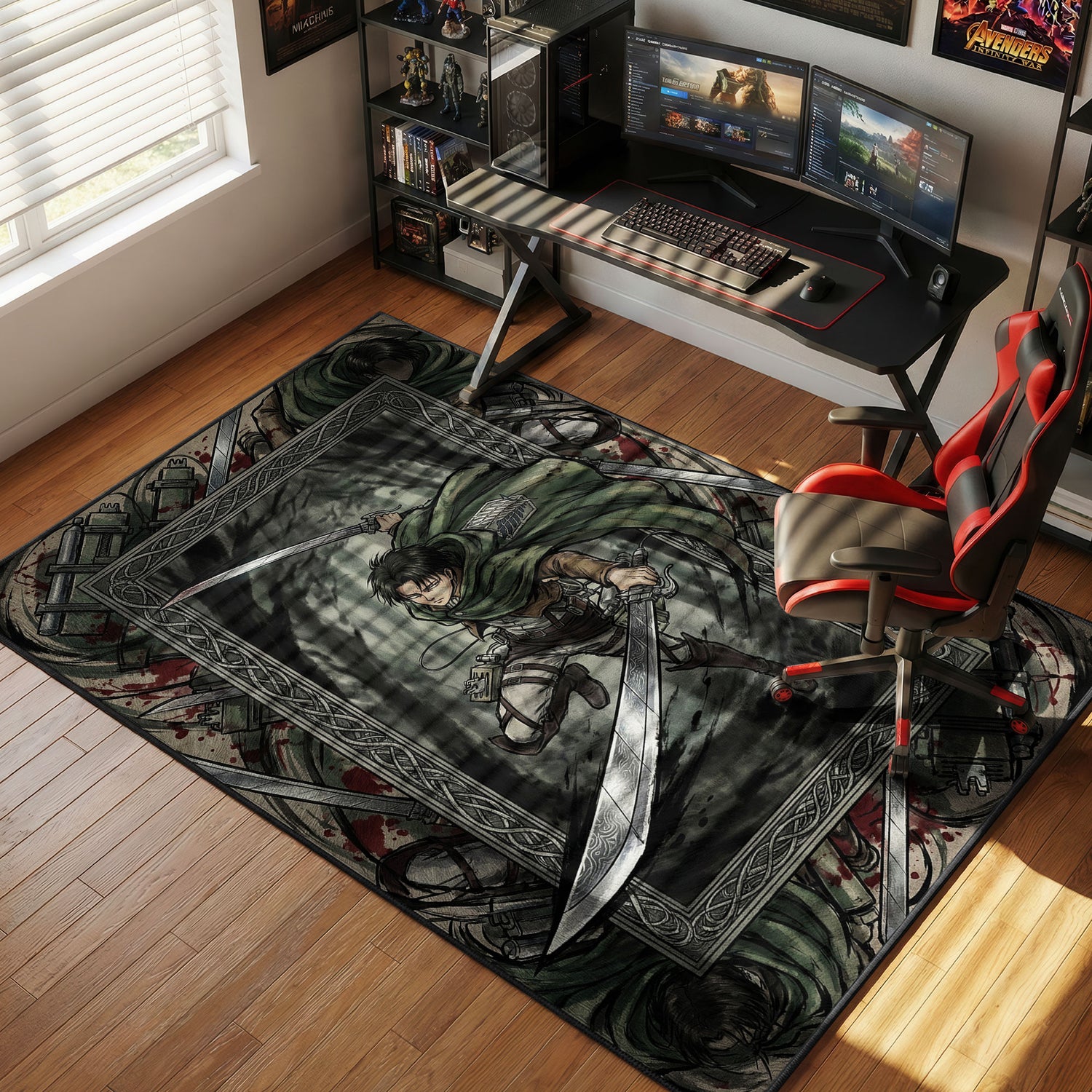 Captain Levi Forest Strike Rug - Attack on Titan Chair Mat