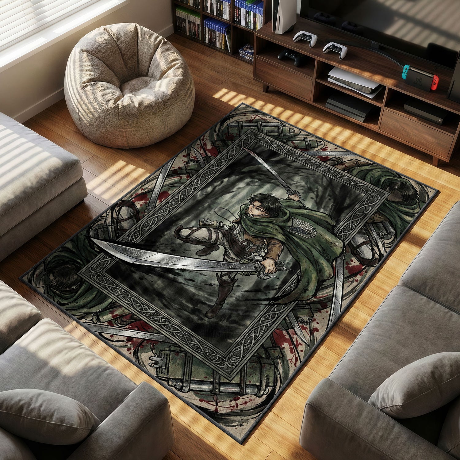Captain Levi Forest Strike Rug - Attack on Titan Chair Mat