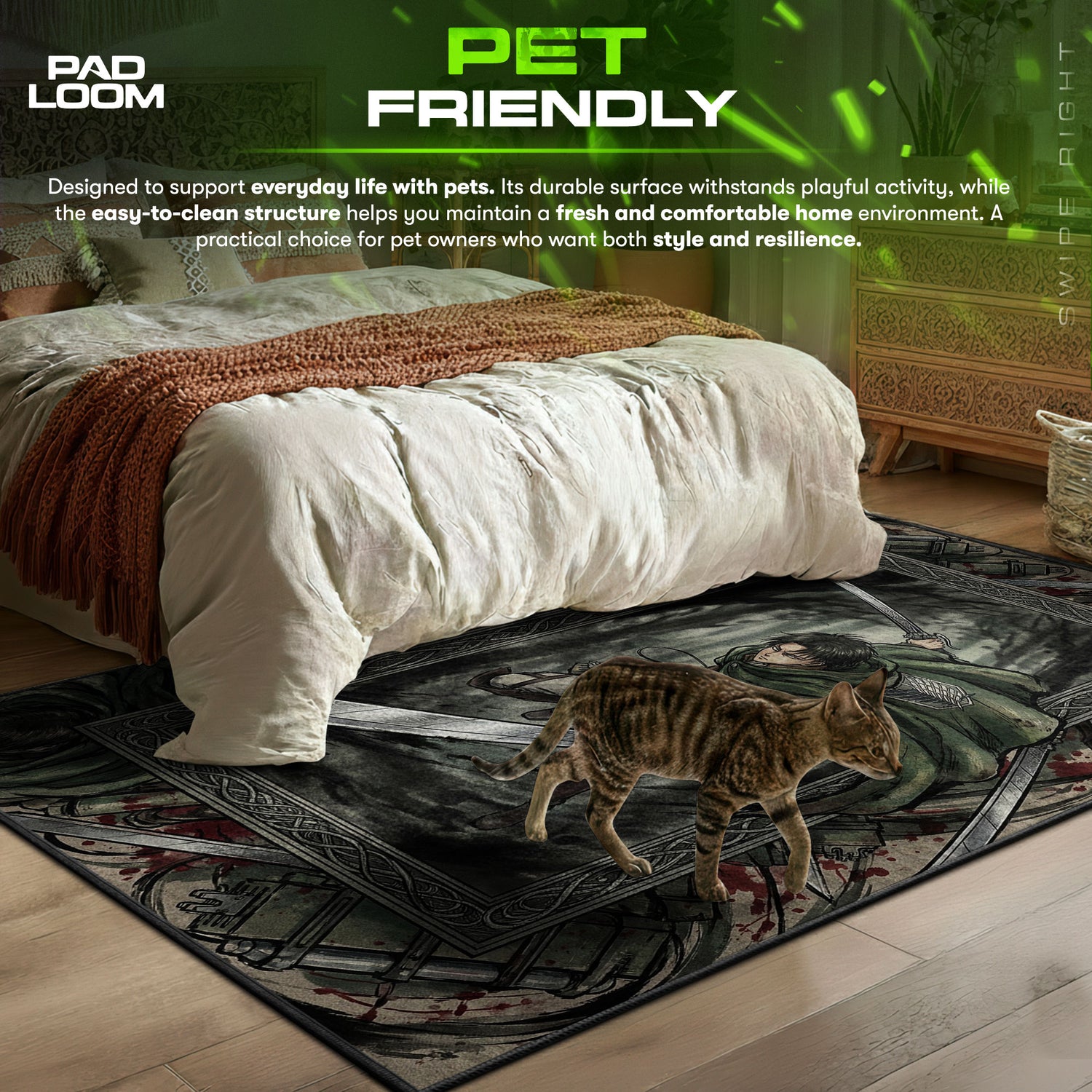 Captain Levi Forest Strike Rug - Attack on Titan Chair Mat