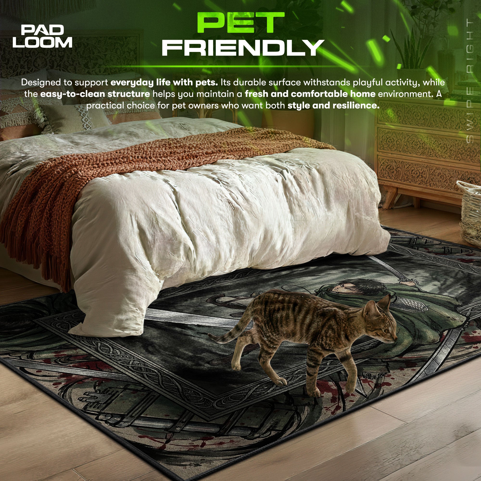 Captain Levi Forest Strike Rug - Attack on Titan Chair Mat