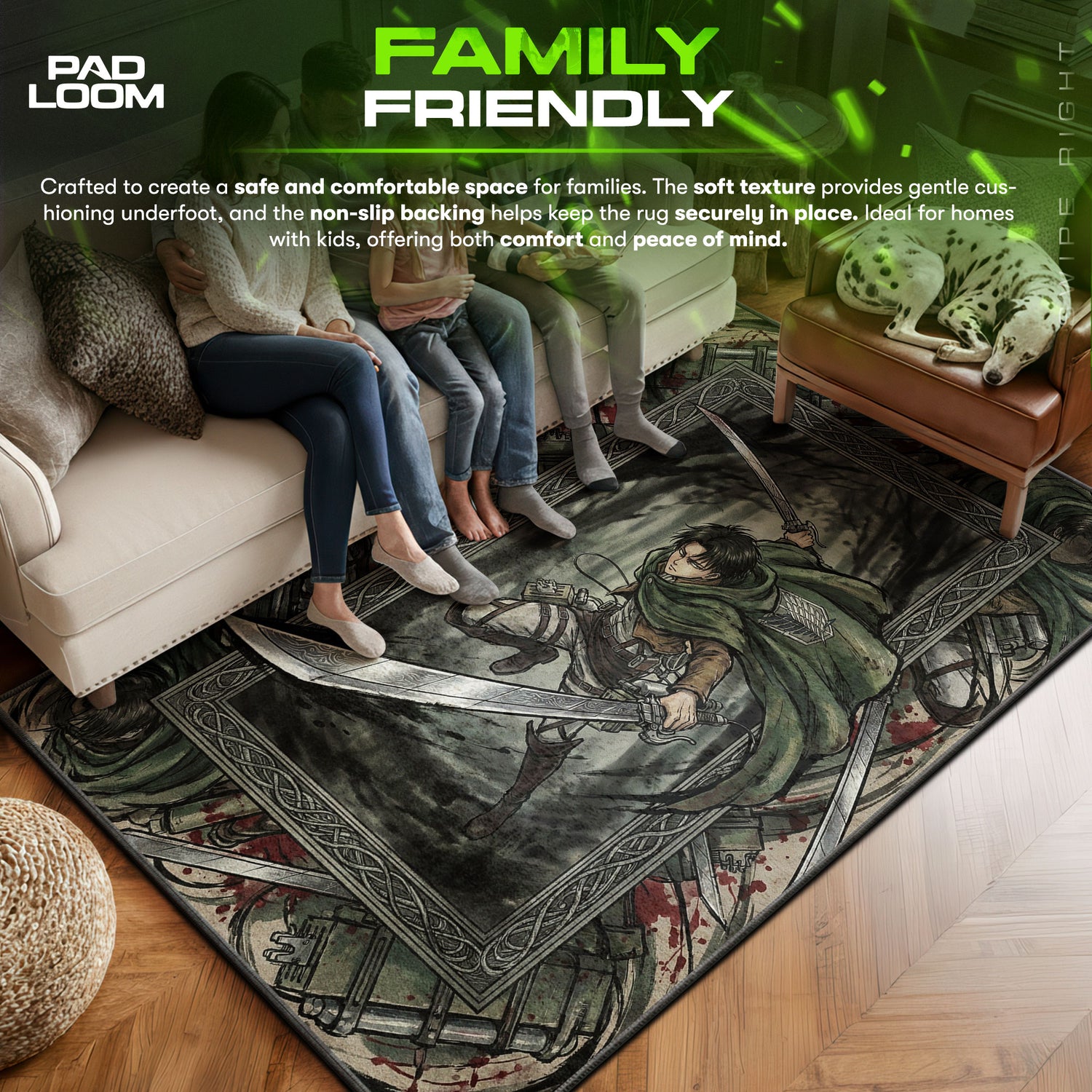 Captain Levi Forest Strike Rug - Attack on Titan Chair Mat