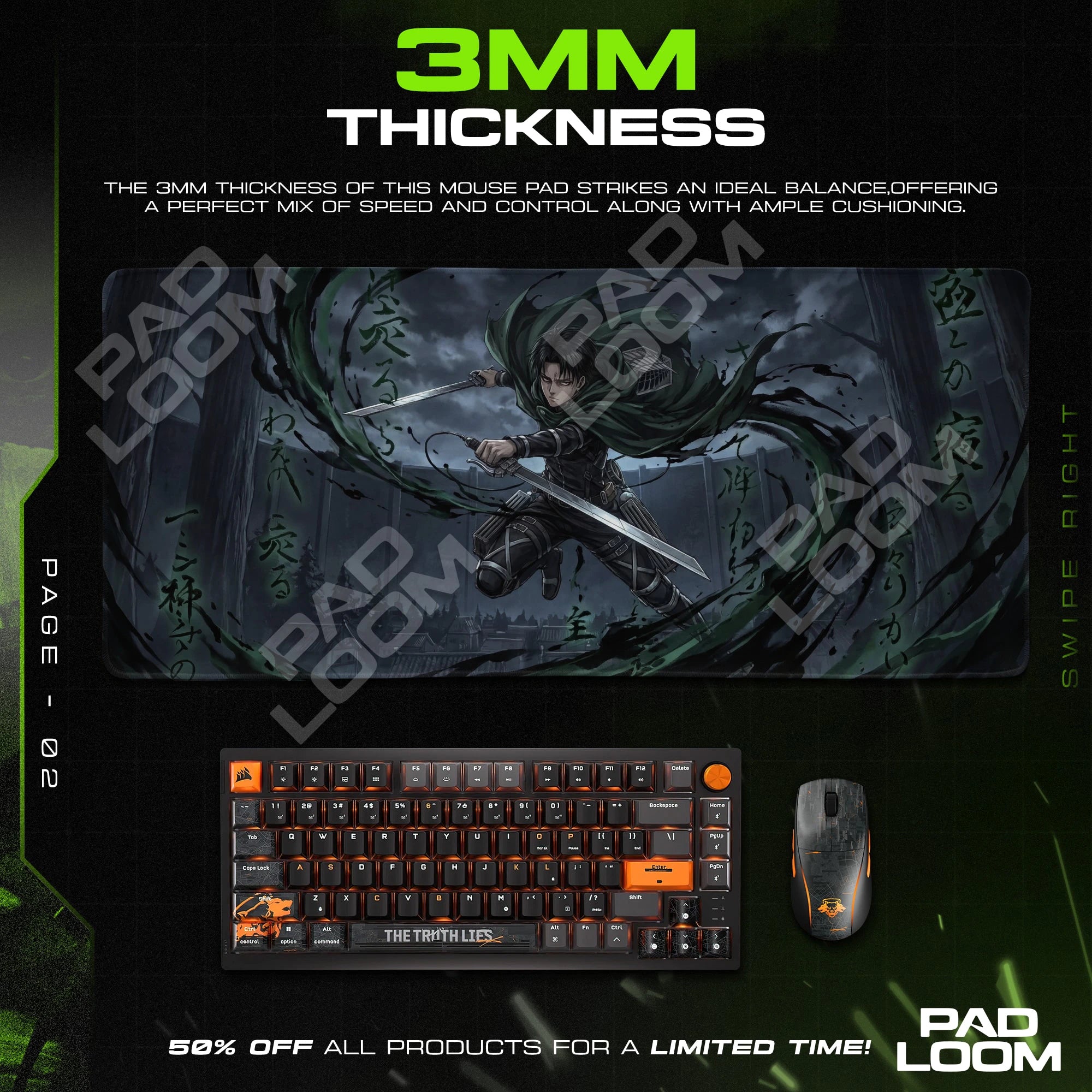 Levi Blade Whirl Mouse Pad - Attack on Titan Desk Mat