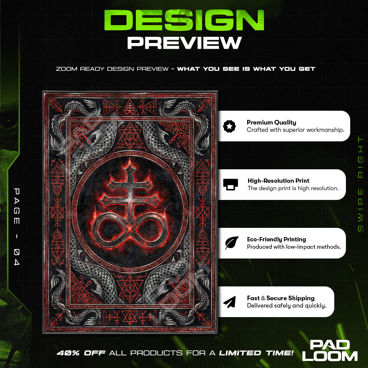 Leviathan Cross Dragon Occult Dark Area rug — main product view
