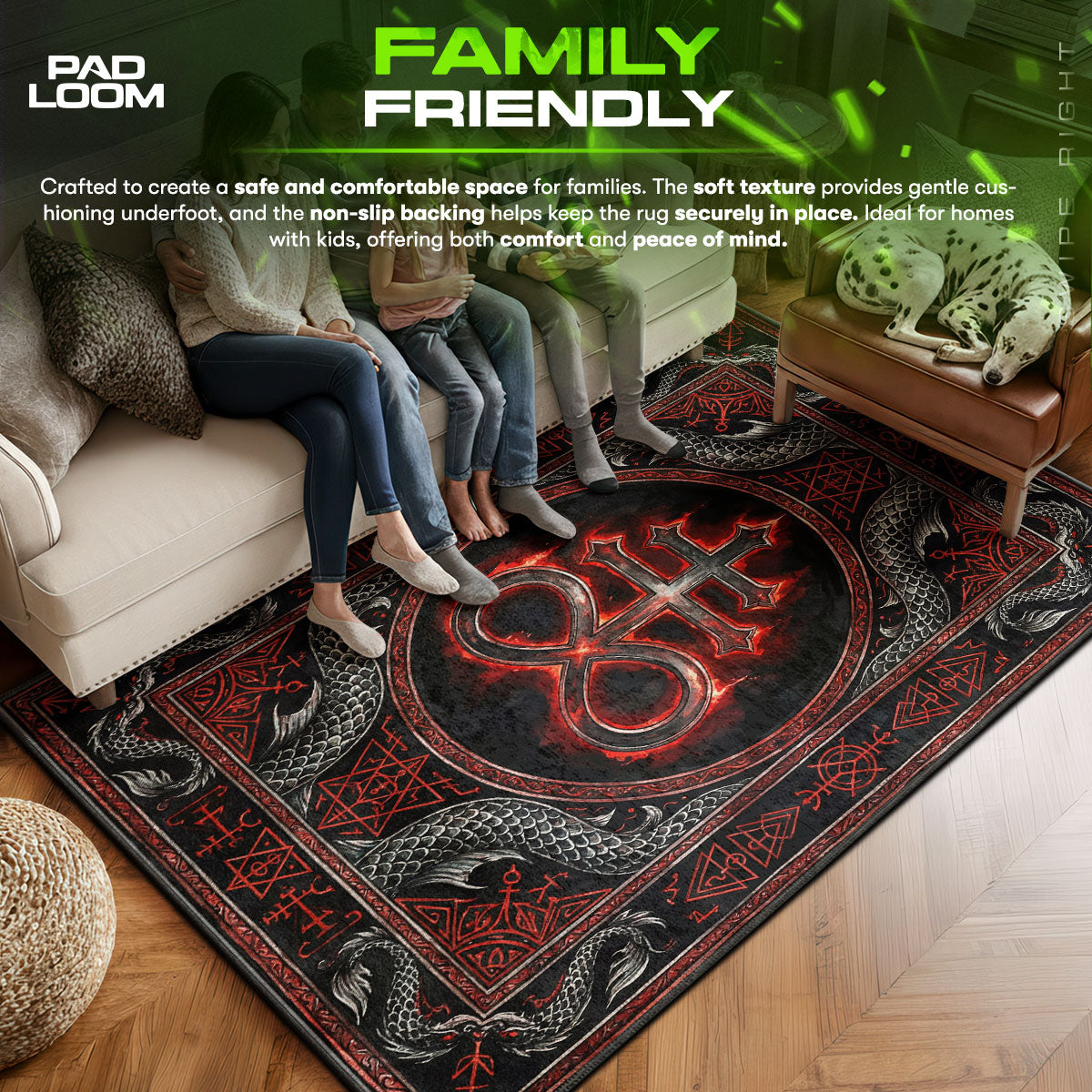 Area character design printed on rug