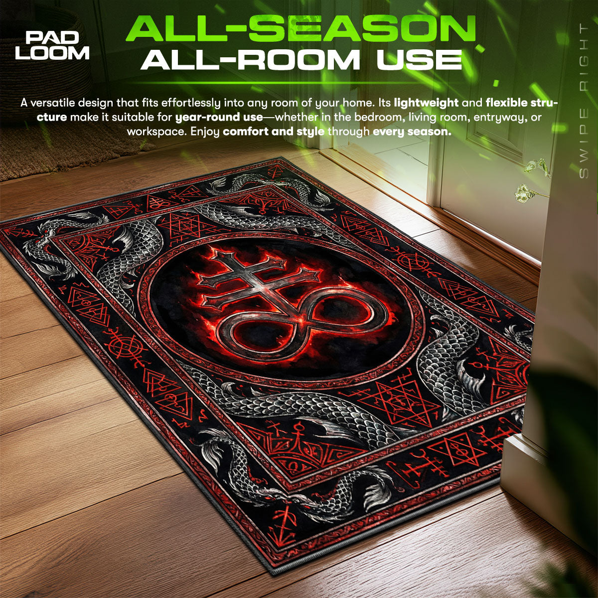 Detailed close-up of Leviathan rug pattern