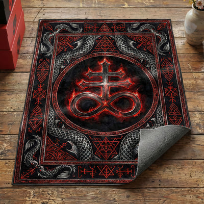 Leviathan Cross Dragon Rug — Occult Dark Gothic Area Rug